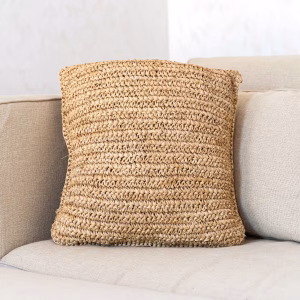 Boho Raffia Kussen 40x40 – Handgemaakt, Fairtrade & Comfy